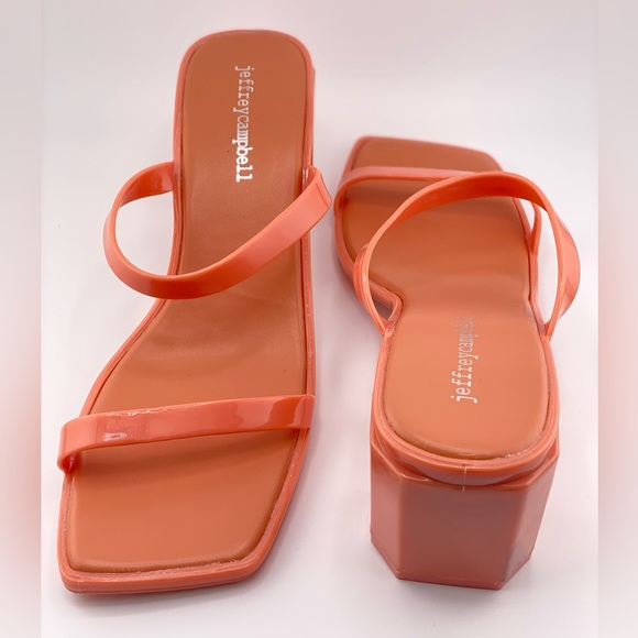 NWOB Women’s Jeffrey Campbell Jamm-3 Jelly High Heel Slide Sandals Peach Pink - Picture 7 of 10